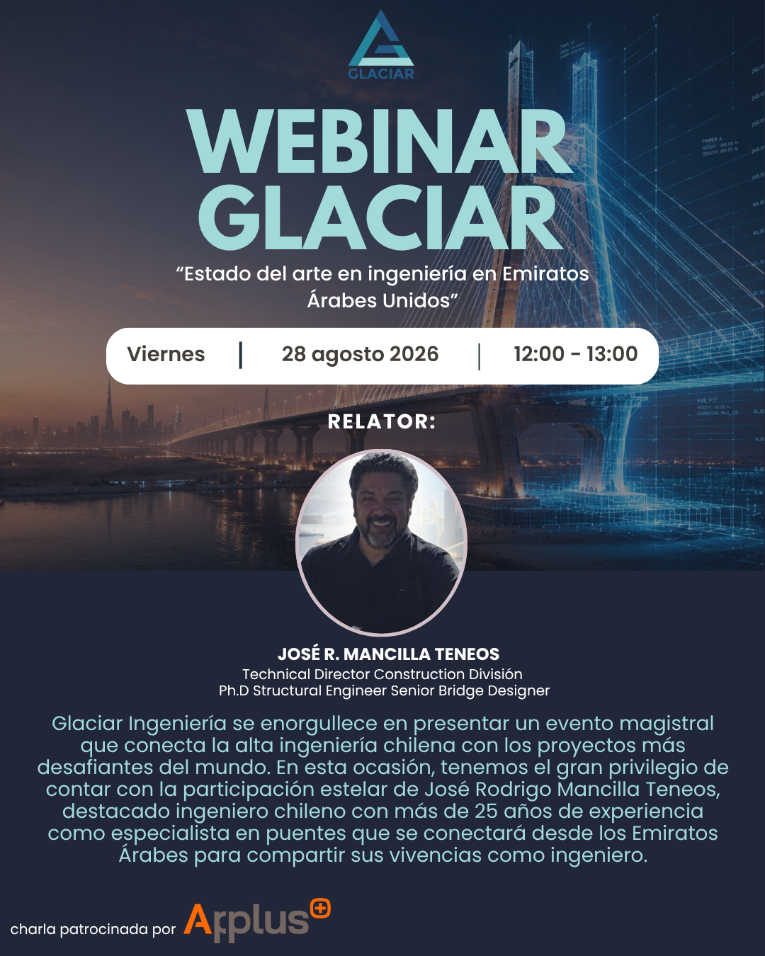 Webinar Glaciar sobre ingeniería en Emiratos Árabes Unidos con José R. Mancilla Teneos